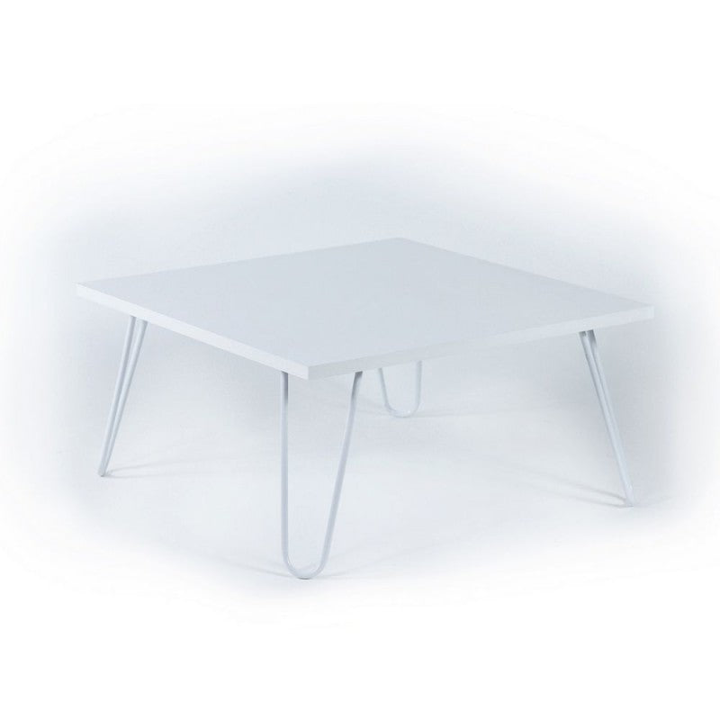 Tavolino da Caffe Basso 60x60 cm Bianco Moderno per Salotto Industrial in Legno