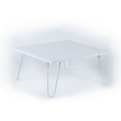 Tavolino da Caffe Basso 60x60 cm Bianco Moderno per Salotto Industrial in Legno