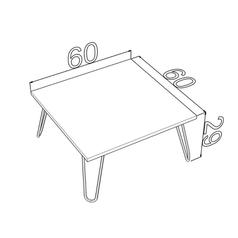 Tavolino da Caffe Basso 60x60 cm Bianco Moderno per Salotto Industrial in Legno