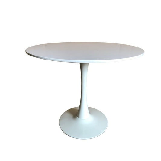 Tavolo da Salotto Tondo Bianco con Base in metallo 90 x 73 cm