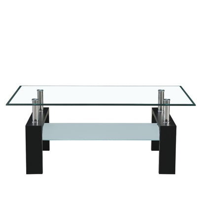 Tavolino in Vetro da Caffe 110x60 Nero Tavolo Basso da Salotto