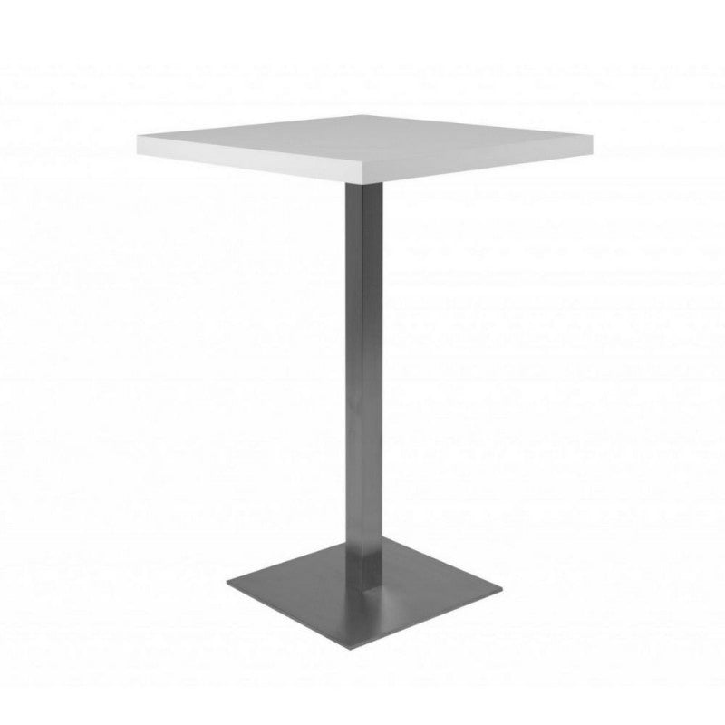 Tavolo Alto Quadrato in Legno da Bar per Sgabelli 70x70 Bianco Cromato Cucina