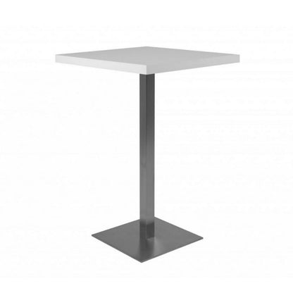 Tavolo Alto Quadrato in Legno da Bar per Sgabelli 70x70 Bianco Cromato Cucina