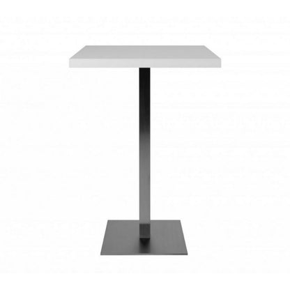Tavolo Alto Quadrato in Legno da Bar per Sgabelli 70x70 Bianco Cromato Cucina