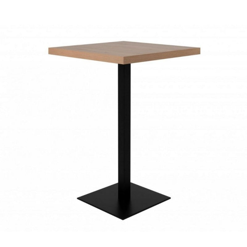 Tavolo Quadrato 70x70 Alto da Bar per Sgabelli in Legno Rovere e Metallo Nero