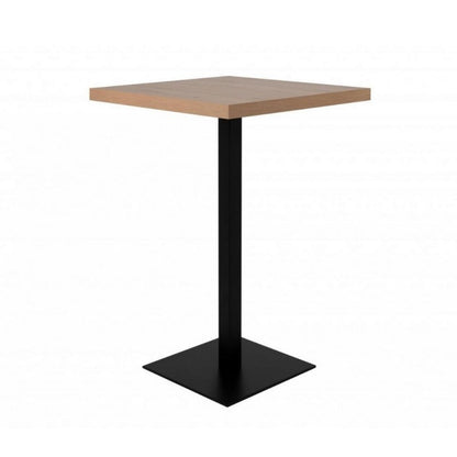 Tavolo Quadrato 70x70 Alto da Bar per Sgabelli in Legno Rovere e Metallo Nero