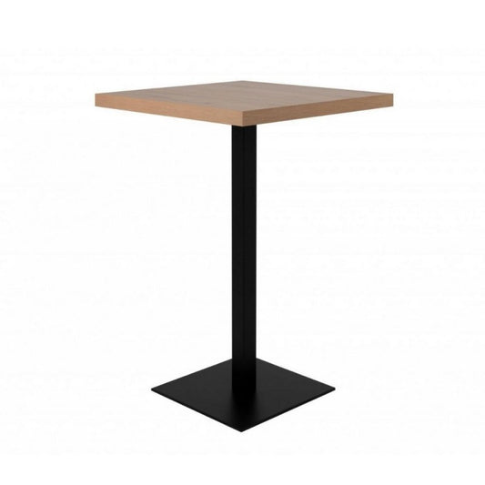 Tavolo Quadrato 70x70 Alto da Bar per Sgabelli in Legno Rovere e Metallo Nero