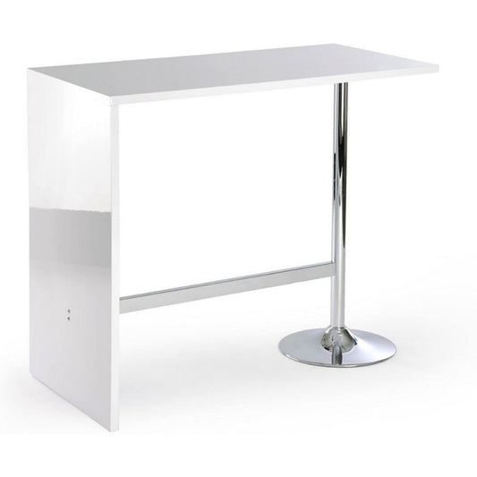 Tavolo Bar Alto 120x60 Bianco Lucido Mobile Bancone Senza Sgabelli da Cucina