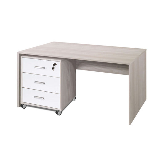 Tavolo Kit Scrivania con Cassettiera 120 cm Olmo da Ufficio Cameretta Porta Pc