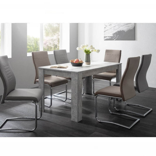 Tavolo Rettangolare 140x80 Cemento Reversibile Cucina da Pranzo Moderno Salotto