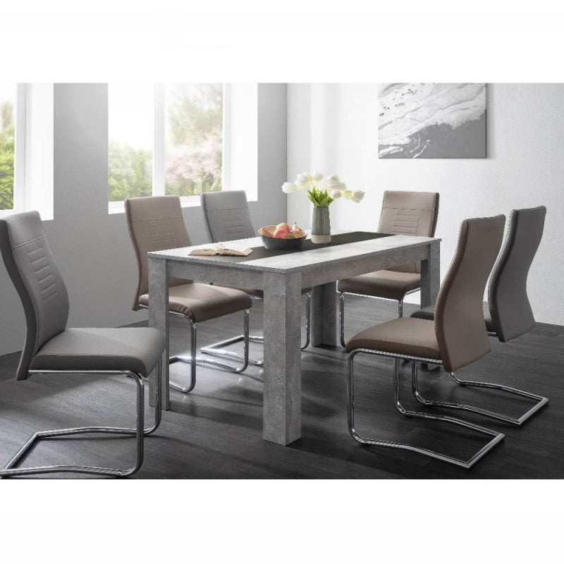 Tavolo Rettangolare 140x80 Cemento Reversibile Cucina da Pranzo Moderno Salotto