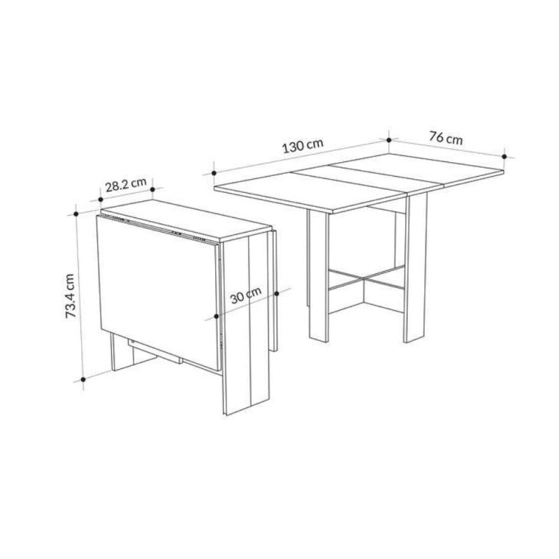 Tavolo in Legno da Pranzo Salvaspazio Grigio Cemento Moderno Pieghevole Cucina