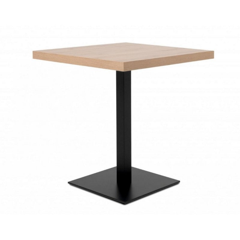 Tavolo Quadrato in Legno 70x70 Rovere con Base Nera da Cucina per Bar Moderno