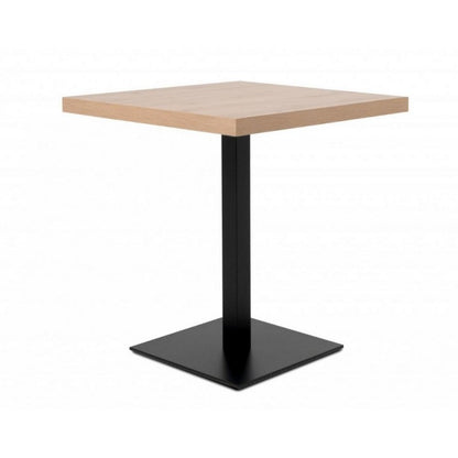 Tavolo Quadrato in Legno 70x70 Rovere con Base Nera da Cucina per Bar Moderno