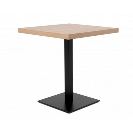 Tavolo Quadrato in Legno 70x70 Rovere con Base Nera da Cucina per Bar Moderno