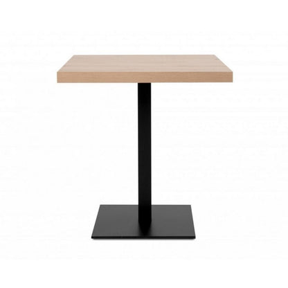 Tavolo Quadrato in Legno 70x70 Rovere con Base Nera da Cucina per Bar Moderno
