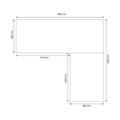 Tavolo Scrivania ad Angolo 180x170 Grigio Angolare Direzionale Ufficio Computer