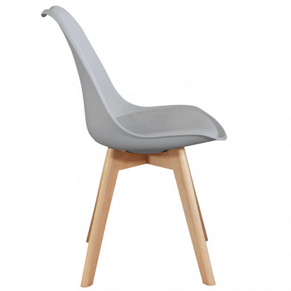 Sedia Grigia in Polipropilene e Legno Senza Braccioli Design Moderno