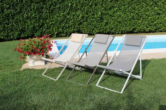 Sedia Relax da Esterno Giardino Bianca  97x52x76 cm