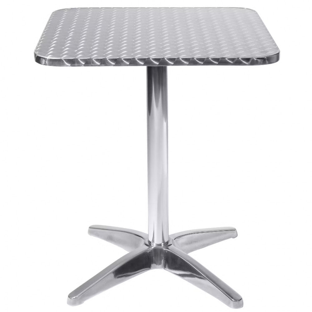 Tavolo Quadrato a Colonna in Alluminio 60x60 cm per Interno ed Esterno