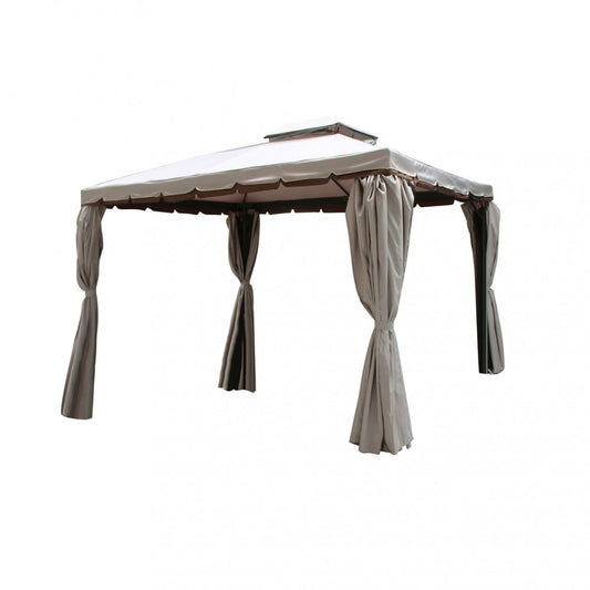 Gazebo Quadrato 3x3 Ecrù con Tende e Zanzariere