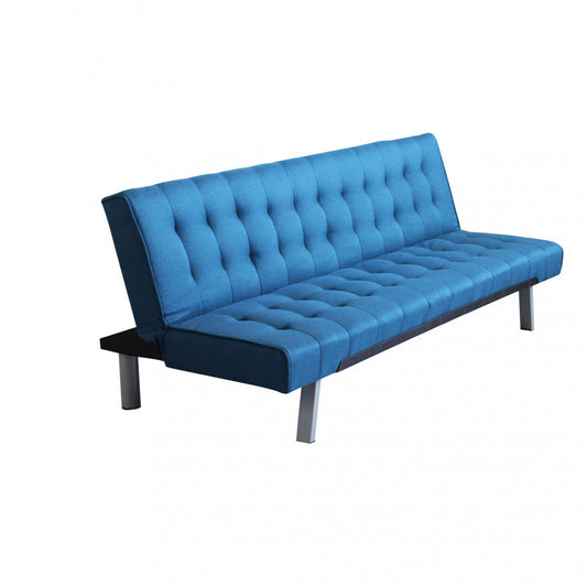 Divano letto Blu 178x80x71 cm con struttura metallo e legno