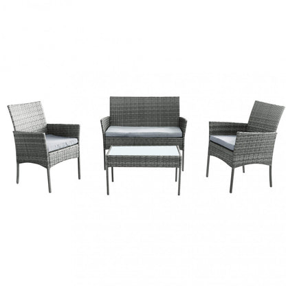 Salotto da Esterno in wicker e acciaio grigio, Design Moderno Balcone