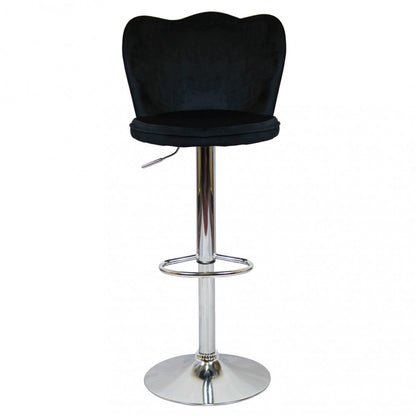 Sgabello in Velluto Nero con Struttura in Metallo 101 cm