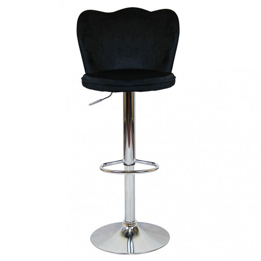 Sgabello in Velluto Nero con Struttura in Metallo 101 cm