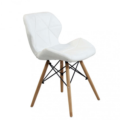 Sedia bianca in ecopelle con gambe in legno senza braccioli Salotto