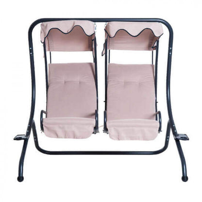 Dondolo Beige struttura Nera 174x136x182 cm con Sedute Separate