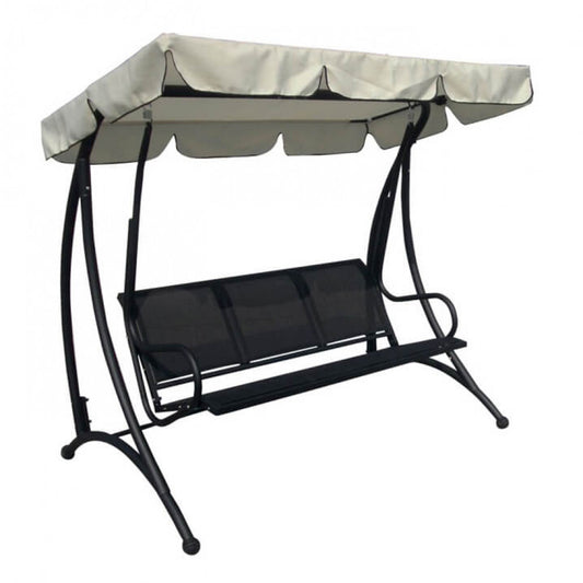 Dondolo Relax Grigio e Nero 195x120x172 cm con Cuscini