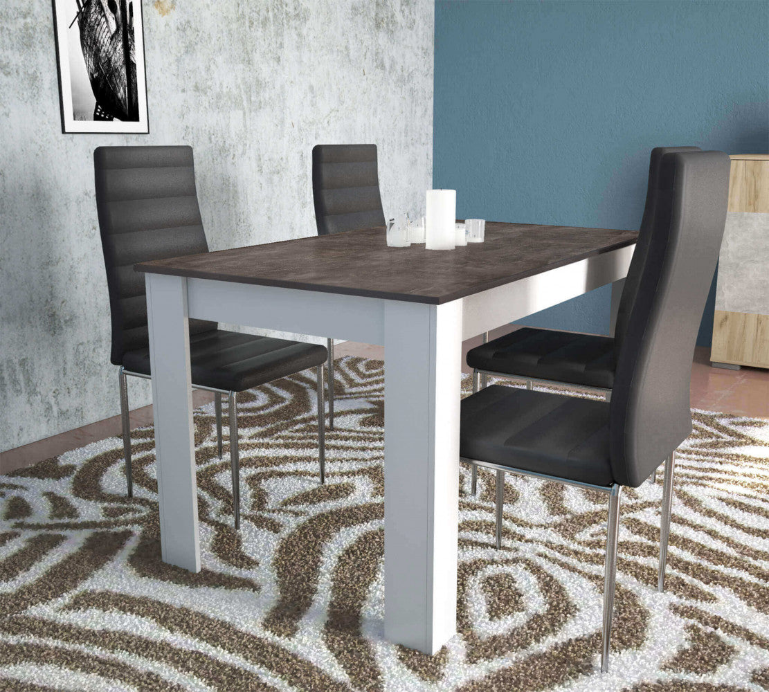 Tavolo Rettangolare Bianco e Grigio Scuro 138x80x74,5 cm – Design Moderno